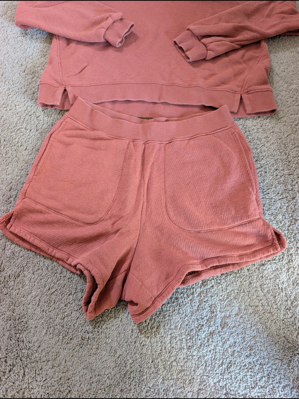 MWL Madewell Cozy Dusty Rose Hoodie & Shorts Set - Picture 4 of 6